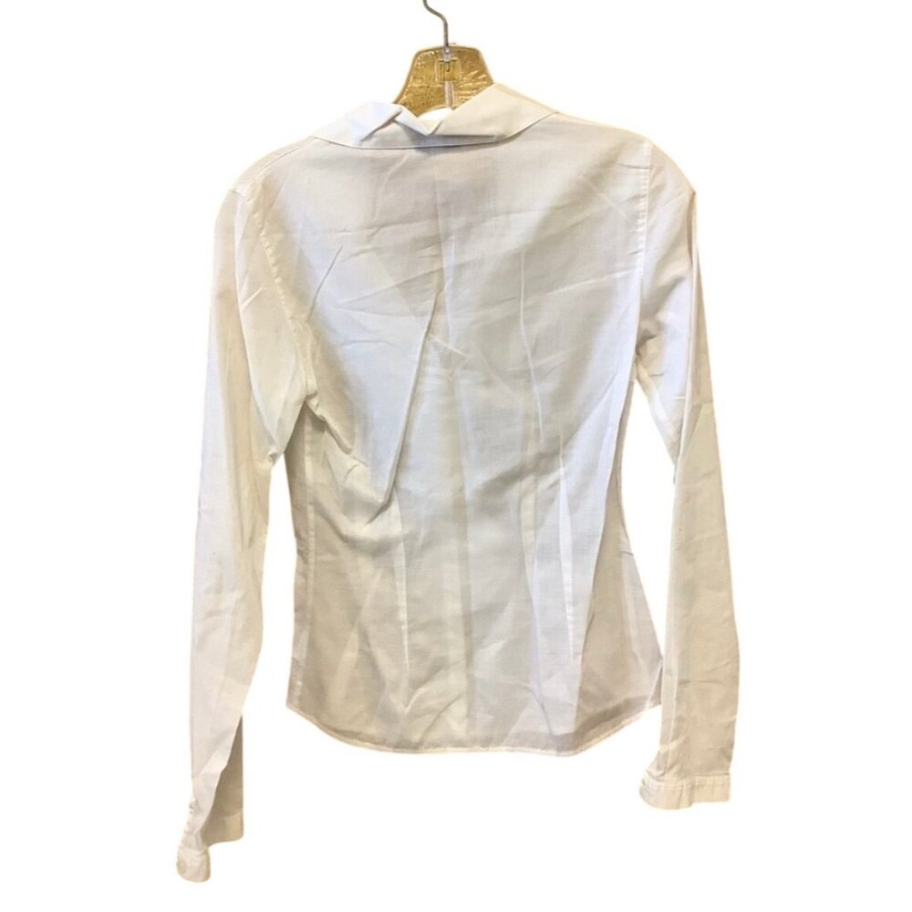 New $430 Anne Fontaine 0 XS White Sheer Voile Blouse Shirt Top Ruffle V Neck - Picture 2 of 6